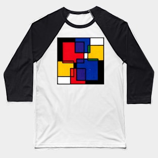 Overlapping Colors Geometric Abstract Acrylic Painting Baseball T-Shirt